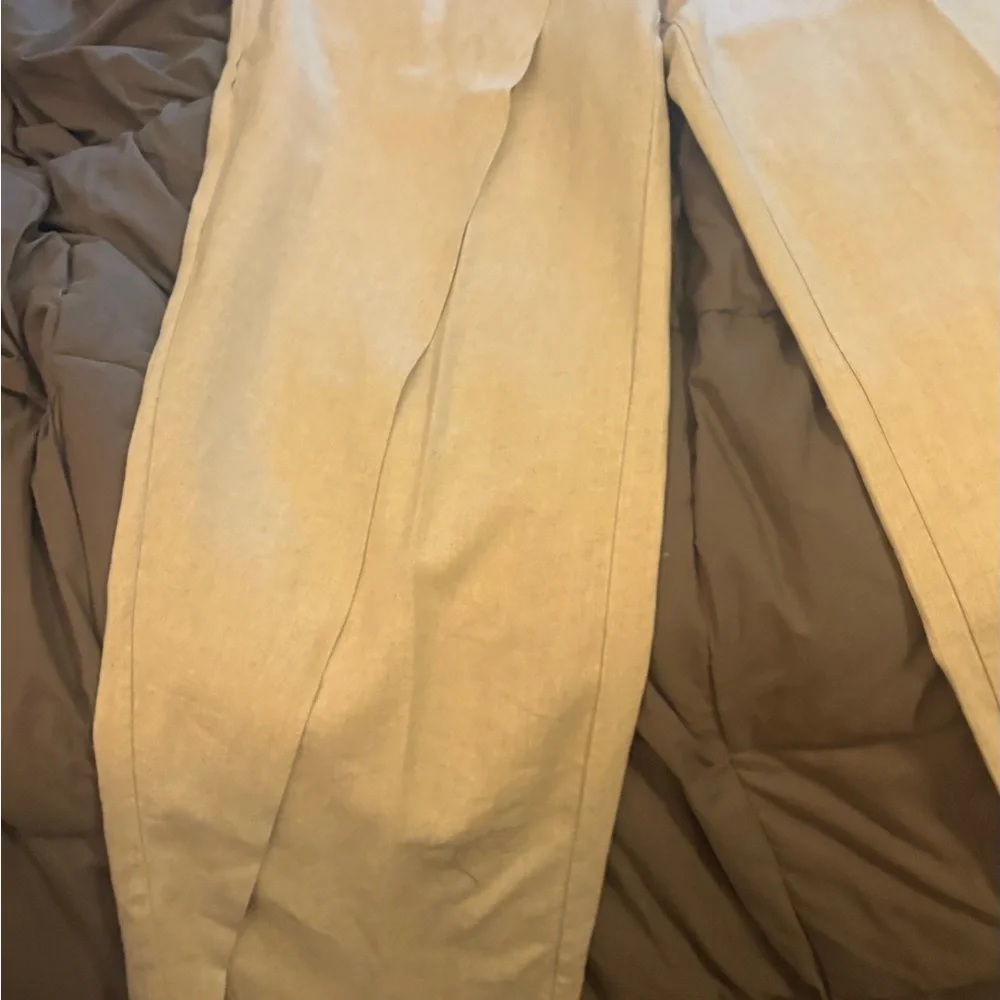 Zara Wide Leg Pants in Light Beige linen